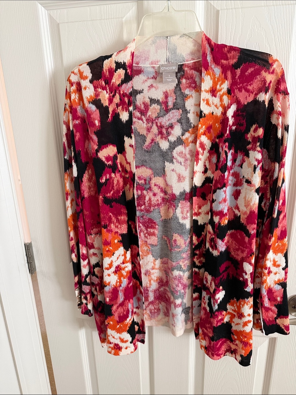 Chico's Multicolor Floral Open-Front Cardigan